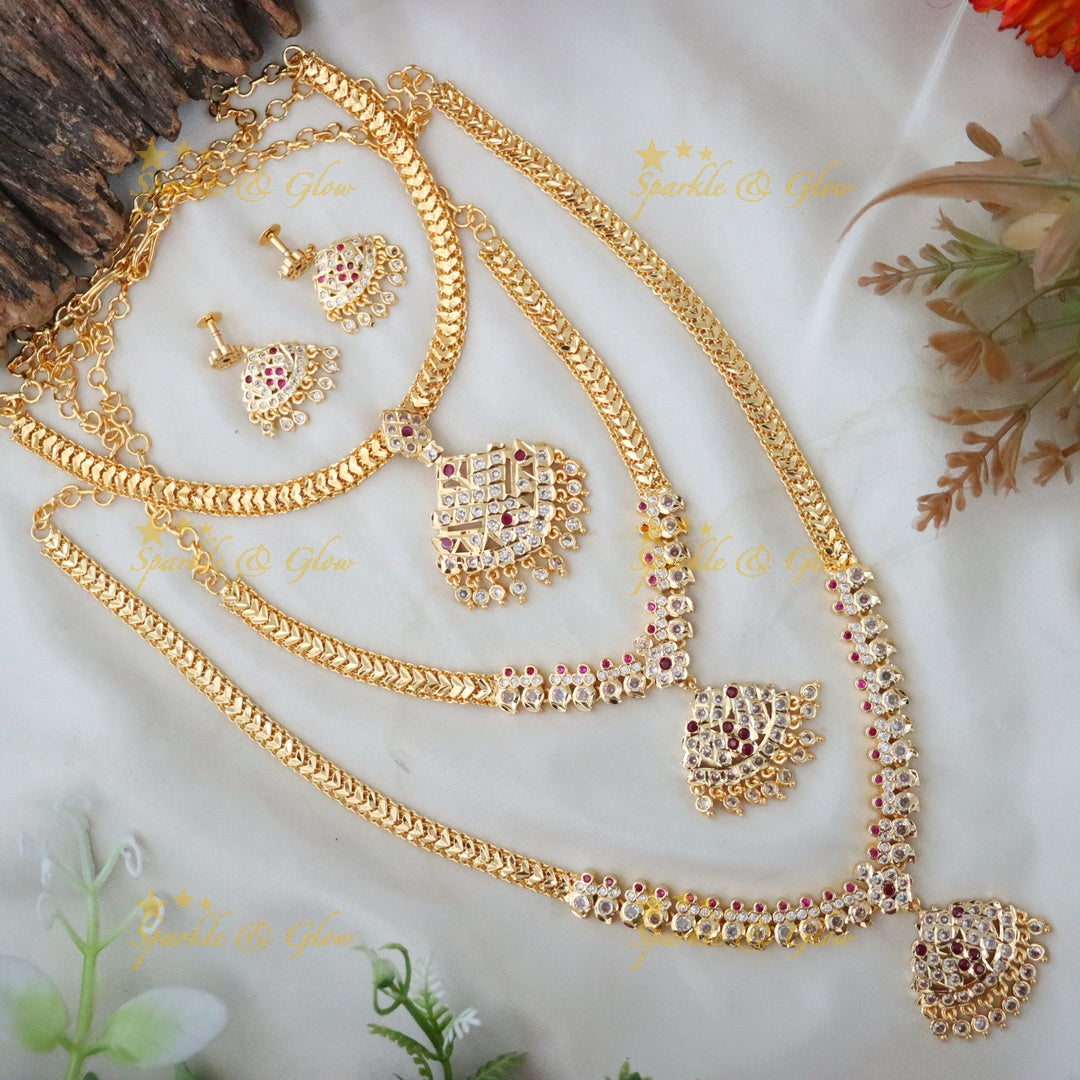 Exquisite Microgold Bridal Necklace Set - Sparkle & Glow