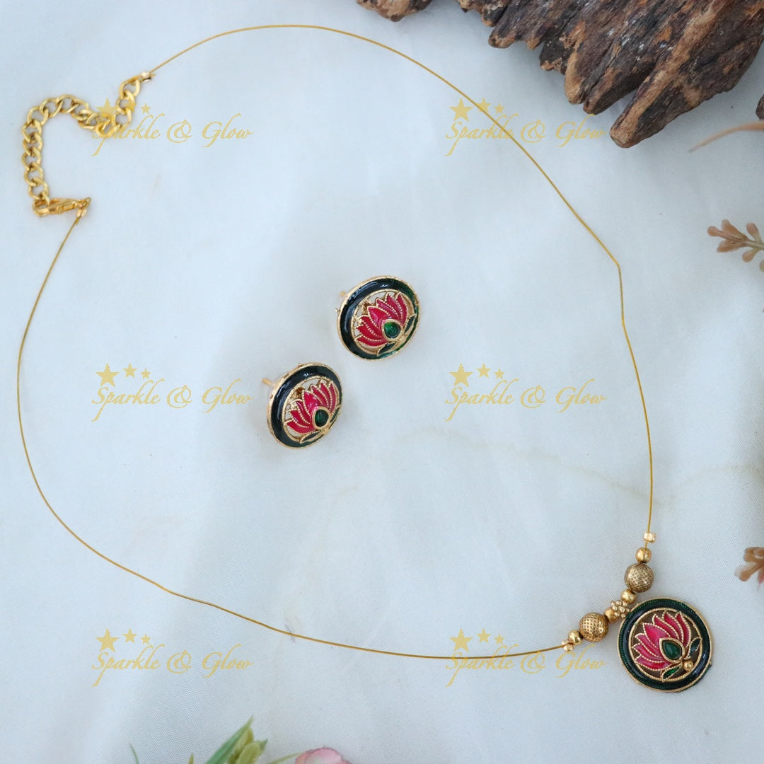 Exquisite Lotus Floral Gold Necklace Set for Weddings