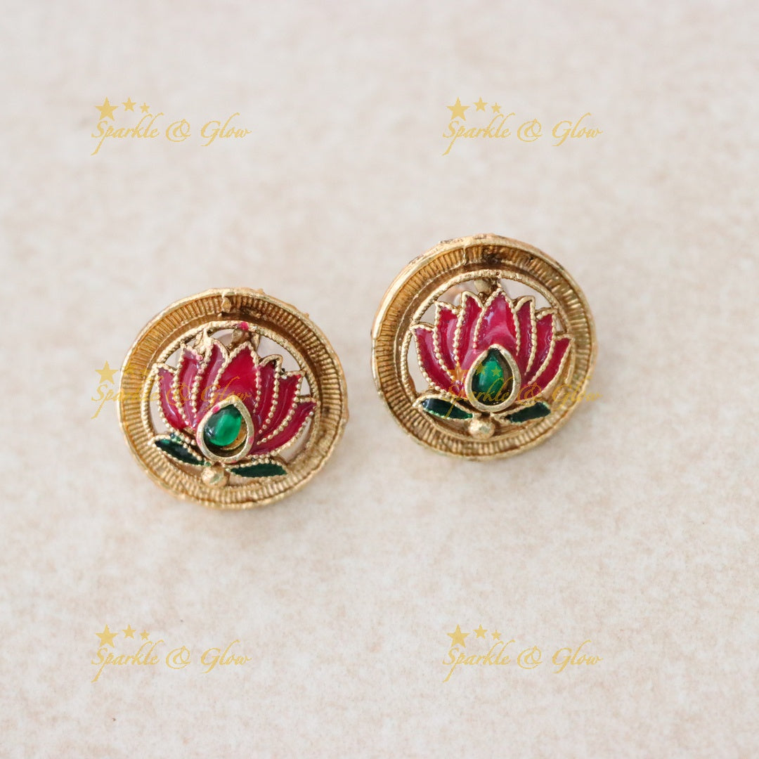 Exquisite Lotus Floral Gold Necklace Set for Weddings