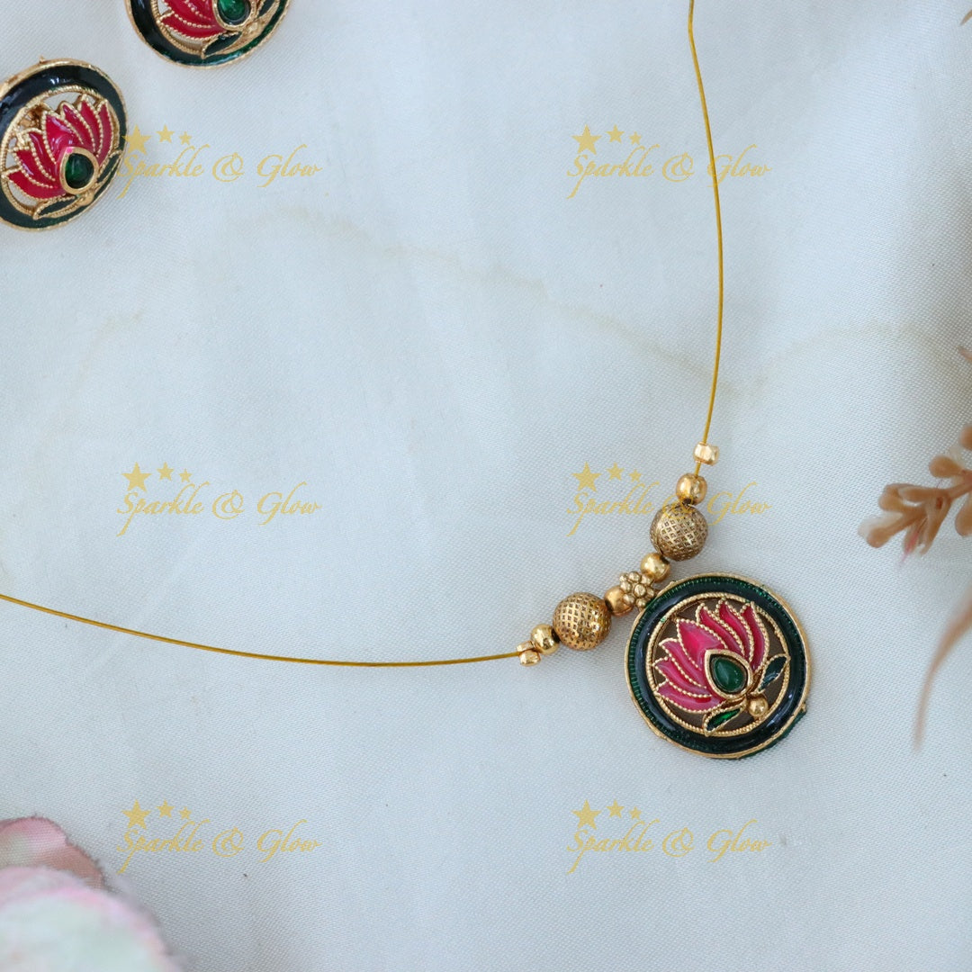 Exquisite Lotus Floral Gold Necklace Set for Weddings