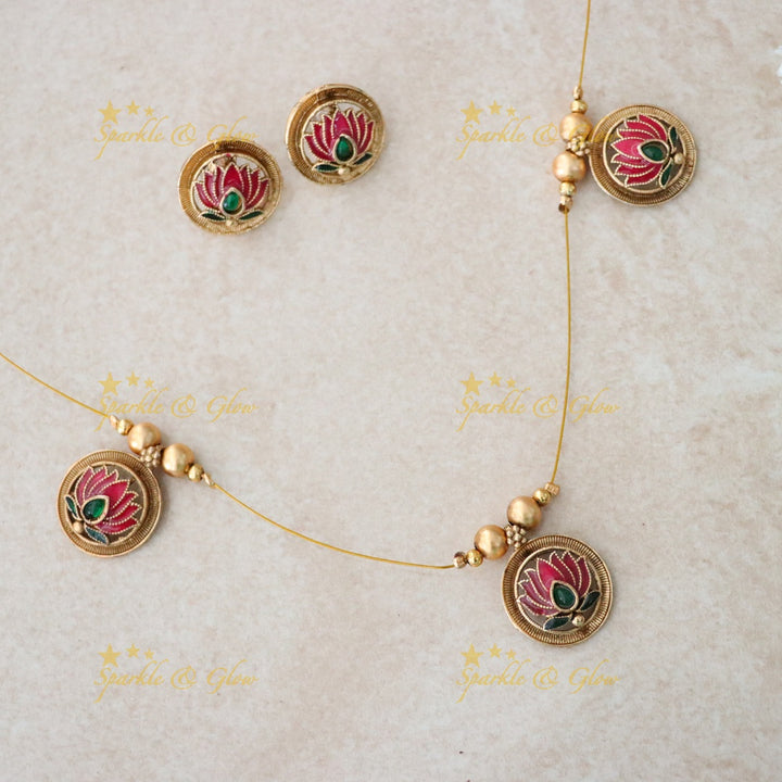 Exquisite Lotus Floral Gold Necklace Set for Weddings