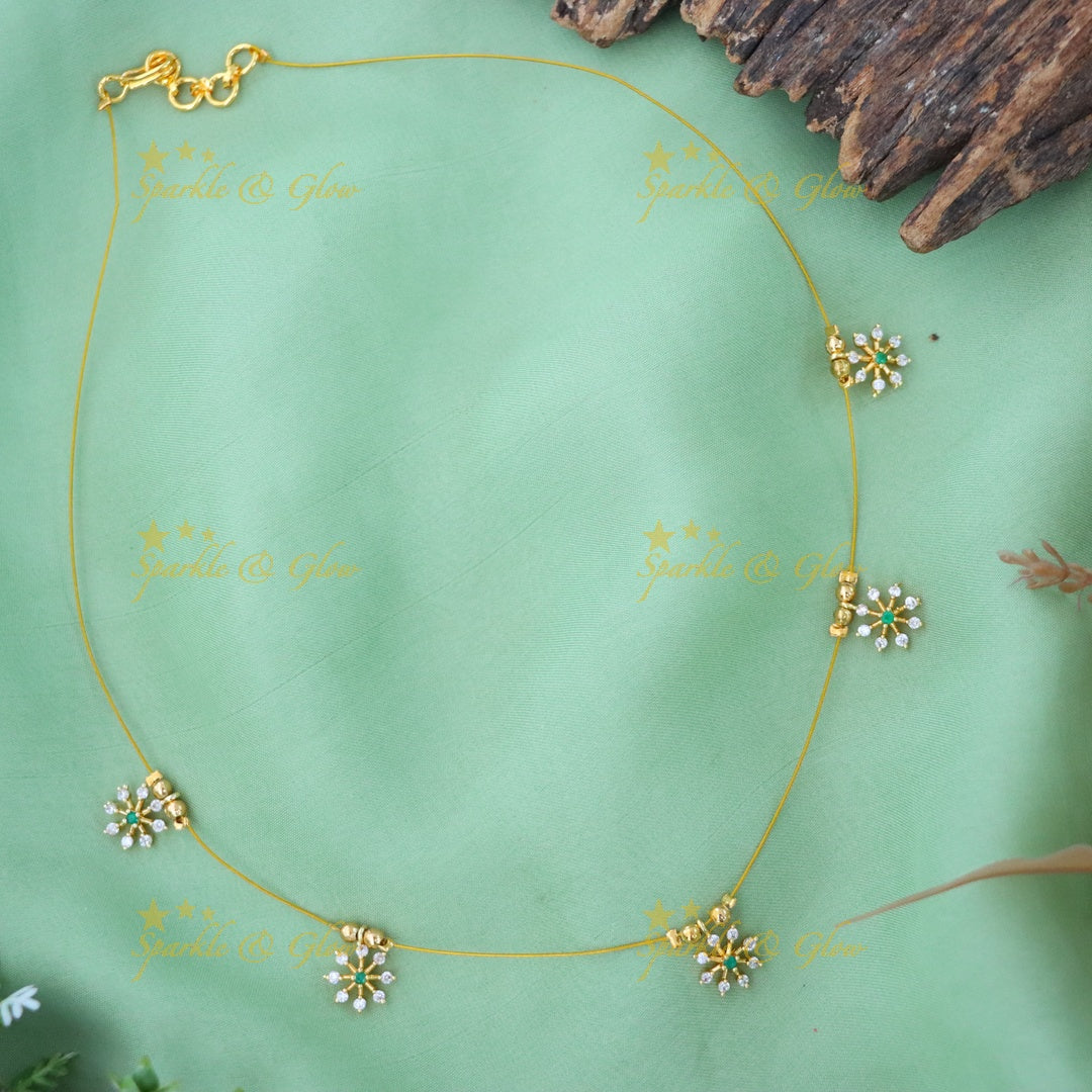 Sparkling Gold-Plated Short Necklace for Festive Occasions