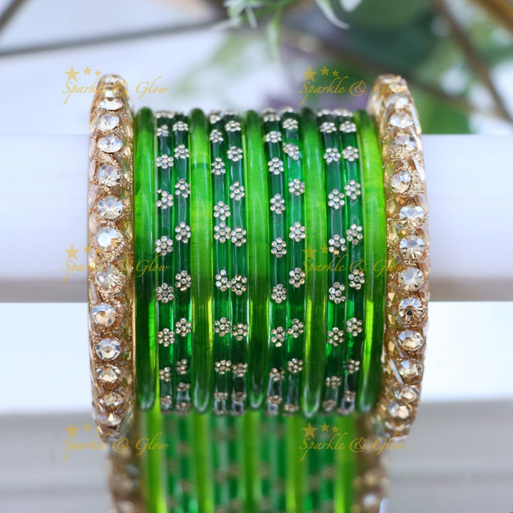 Exquisite Green Bangles for Brides - Imitation Jewelry