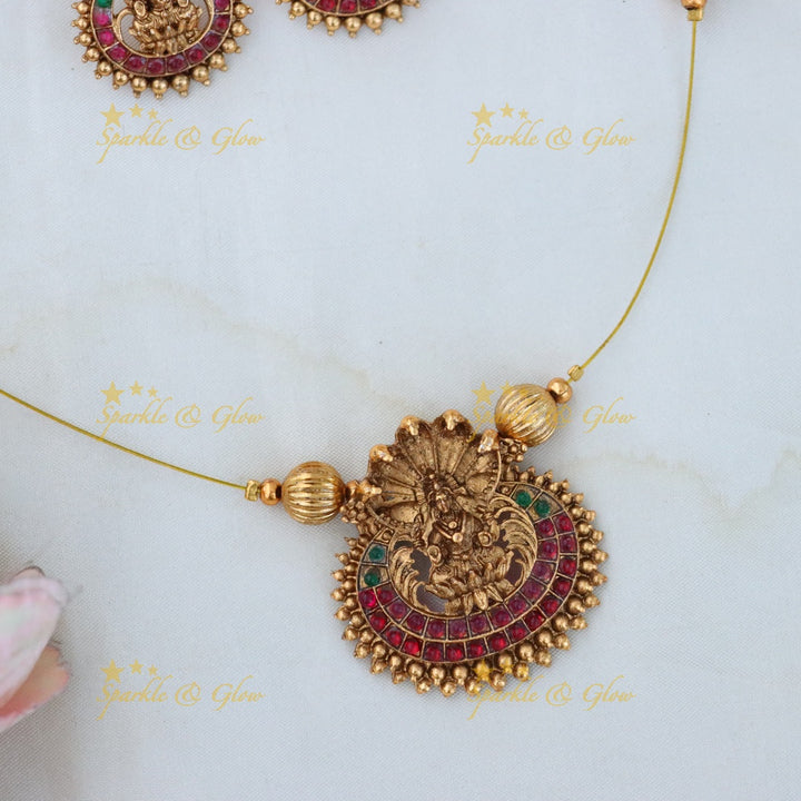 Ethereal Gold Plated Temple Necklace Set