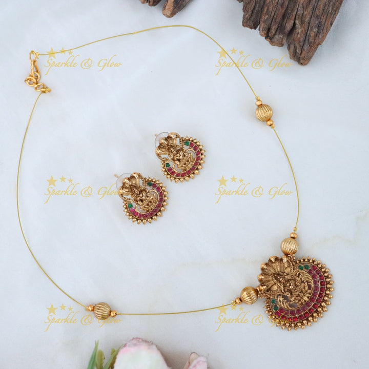 Ethereal Gold Plated Temple Necklace Set