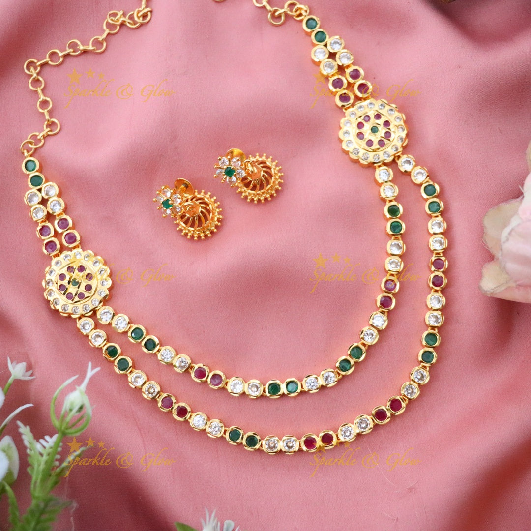 Exquisite Microgold Short Necklace Set for Weddings