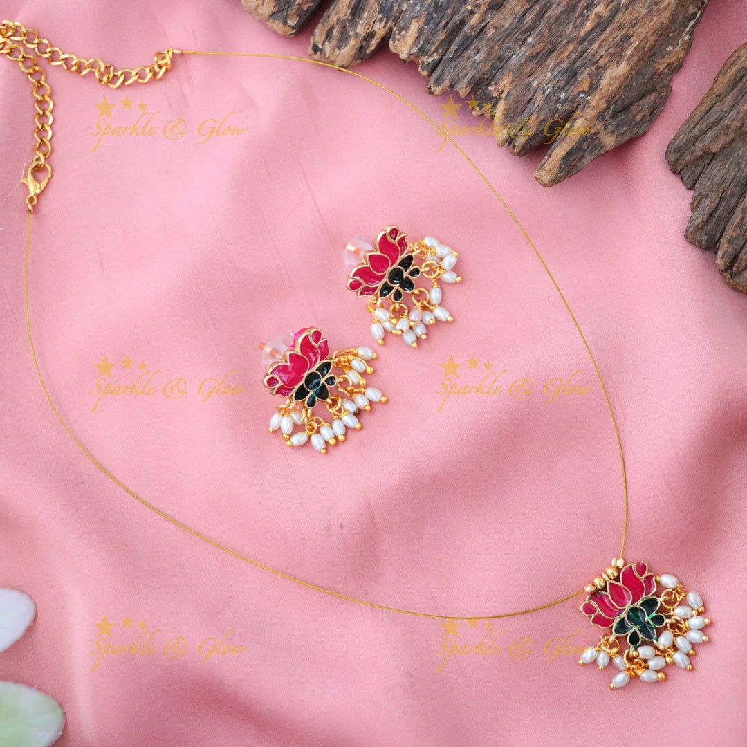Gold-Toned Necklace & Earrings for Weddings