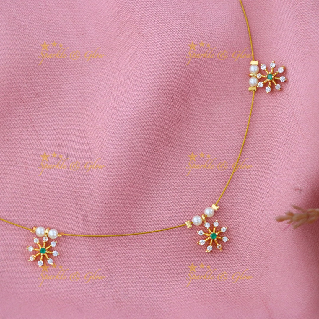 Sparkling Gold-Plated Short Necklace for Festive Occasions