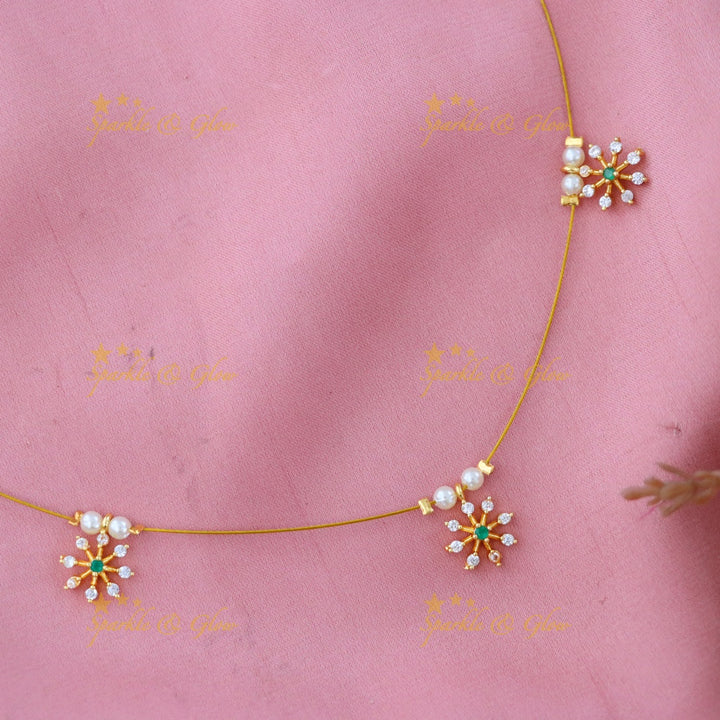 Sparkling Gold-Plated Short Necklace for Festive Occasions