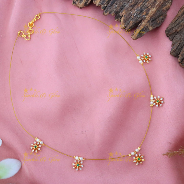 Sparkling Gold-Plated Short Necklace for Festive Occasions