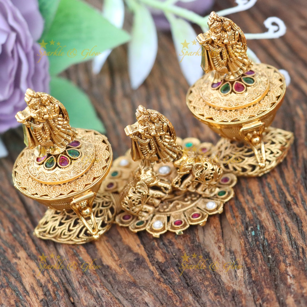 Exquisite Gold Radhakrishna Kumkum Box for Weddings