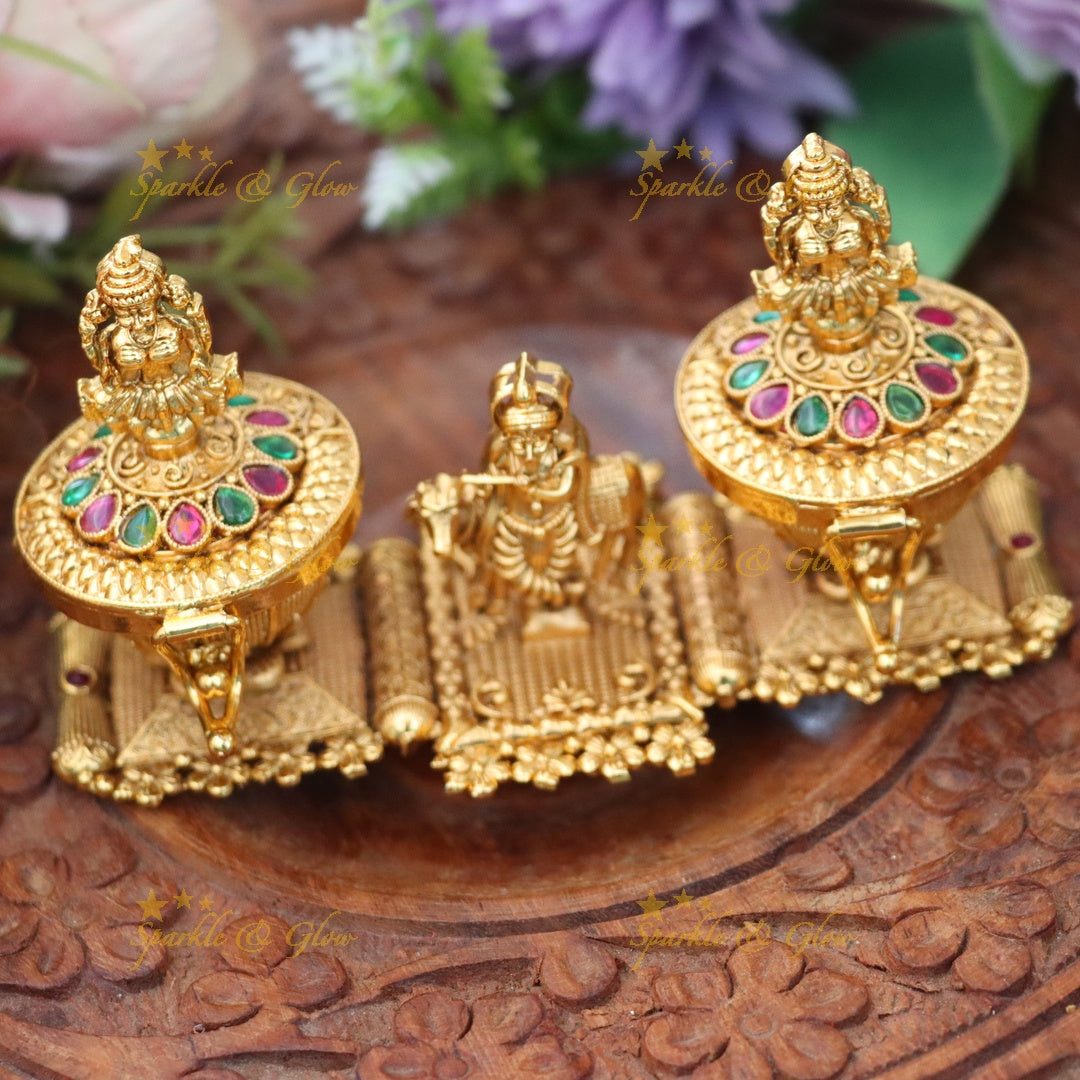 Exquisite Temple Kumkum Box - Lakshmi & Krishna Designs