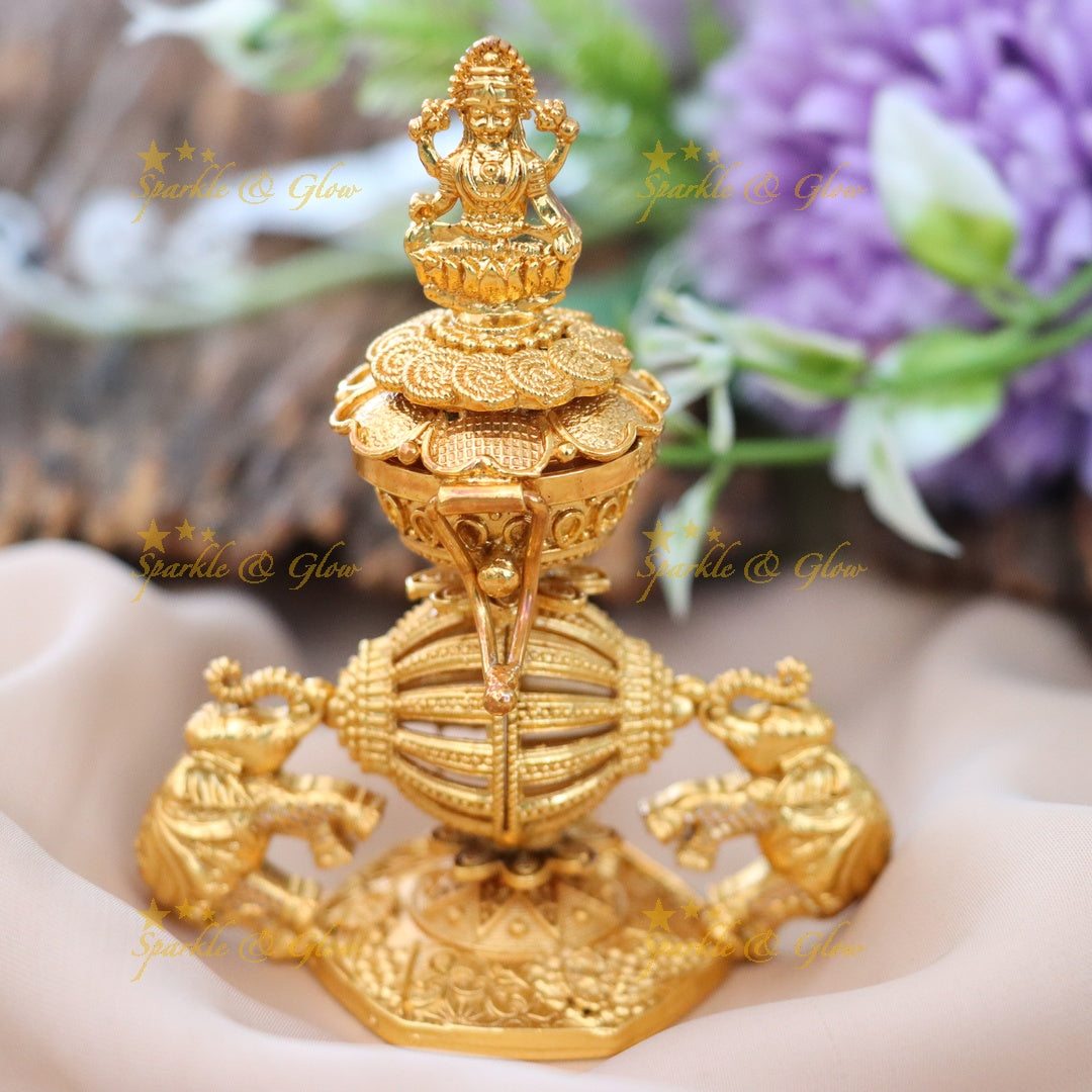 Exquisite Lakshmi Elephant Temple Kumkum Box