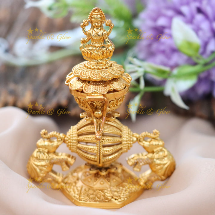 Exquisite Lakshmi Elephant Temple Kumkum Box