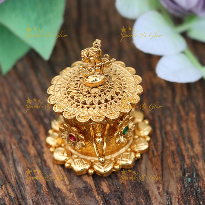 Exquisite Temple Design Kumkum Box for Weddings