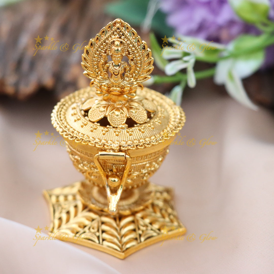 Exquisite Lakshmi Floral Temple Kumkum Box