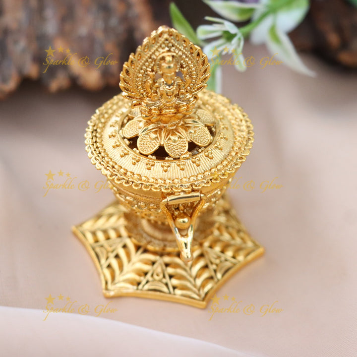 Exquisite Lakshmi Floral Temple Kumkum Box