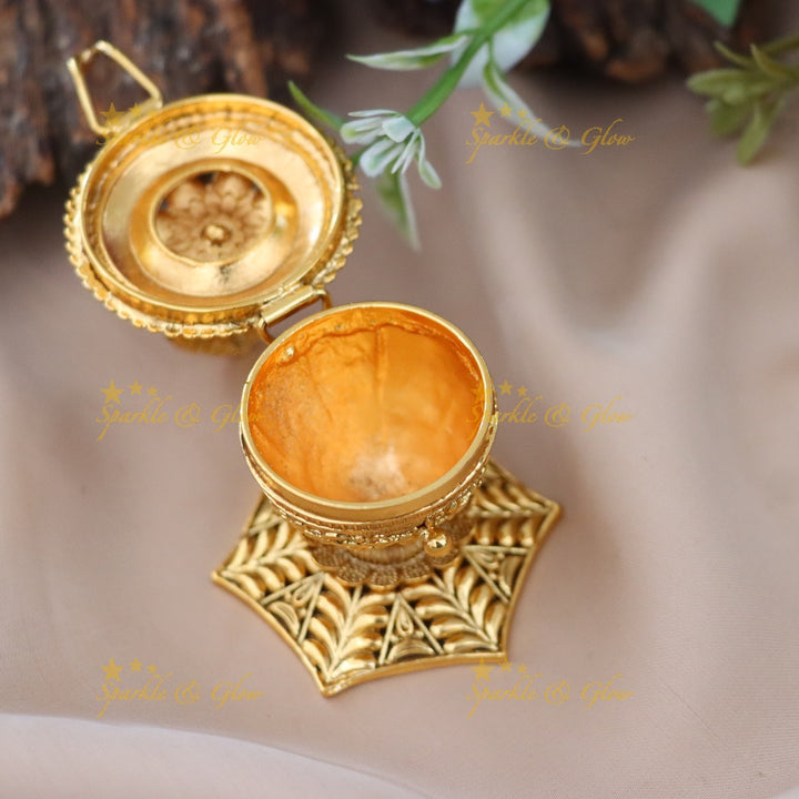 Exquisite Lakshmi Floral Temple Kumkum Box