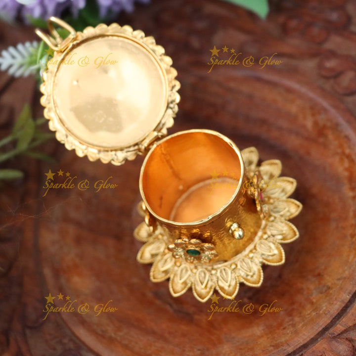 Luxurious Gold Ganesha Kumkum Box for Traditions