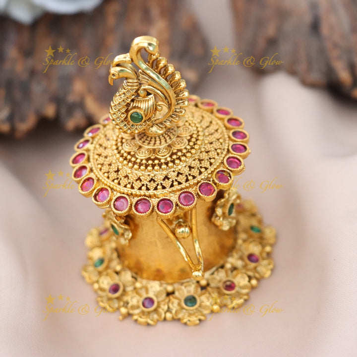 Radiant Gold Peacock Kumkum Box for Auspicious Occasions
