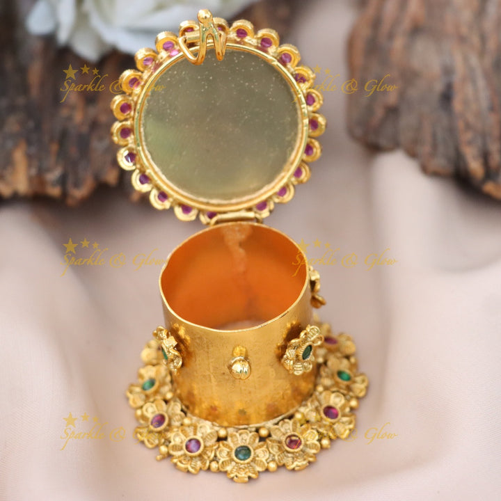 Radiant Gold Peacock Kumkum Box for Auspicious Occasions