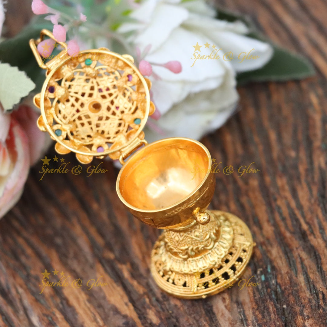 Stunning Gold Kemp Peacock Kumkum Box for Festivals