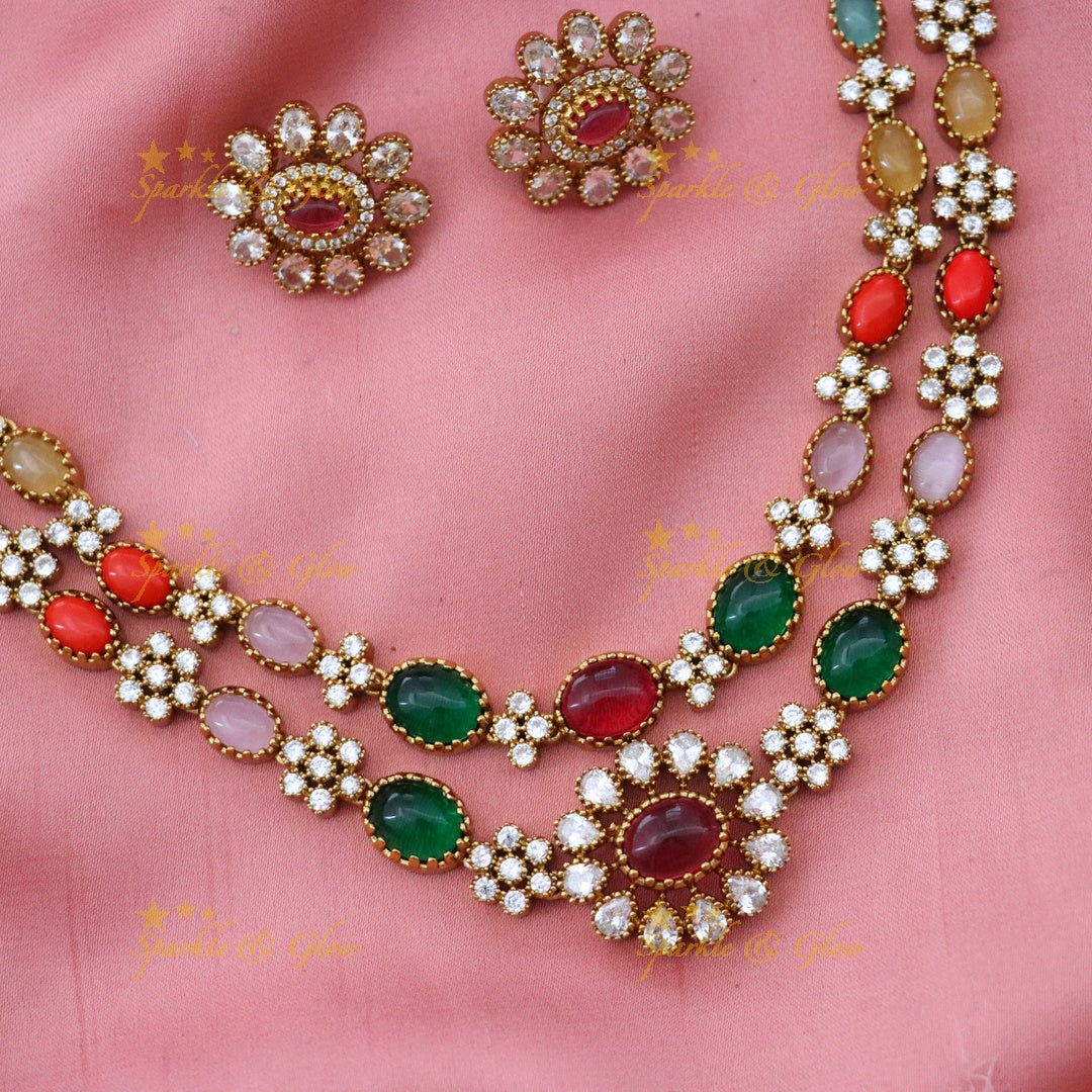 Radiant Navarathna Necklace: Festive Jewelry Perfection