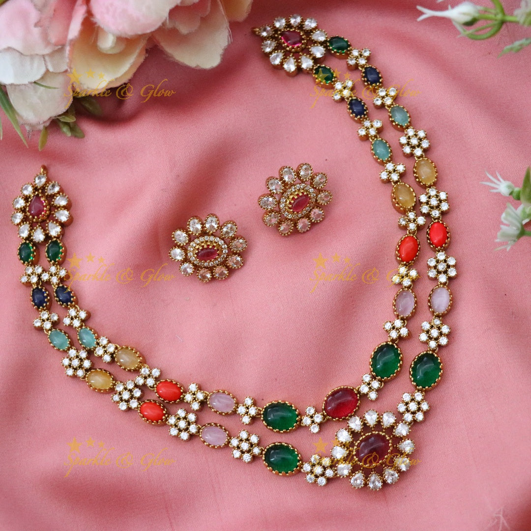 Radiant Navarathna Necklace: Festive Jewelry Perfection