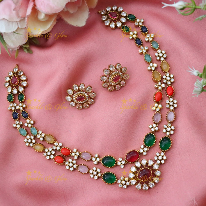 Radiant Navarathna Necklace: Festive Jewelry Perfection
