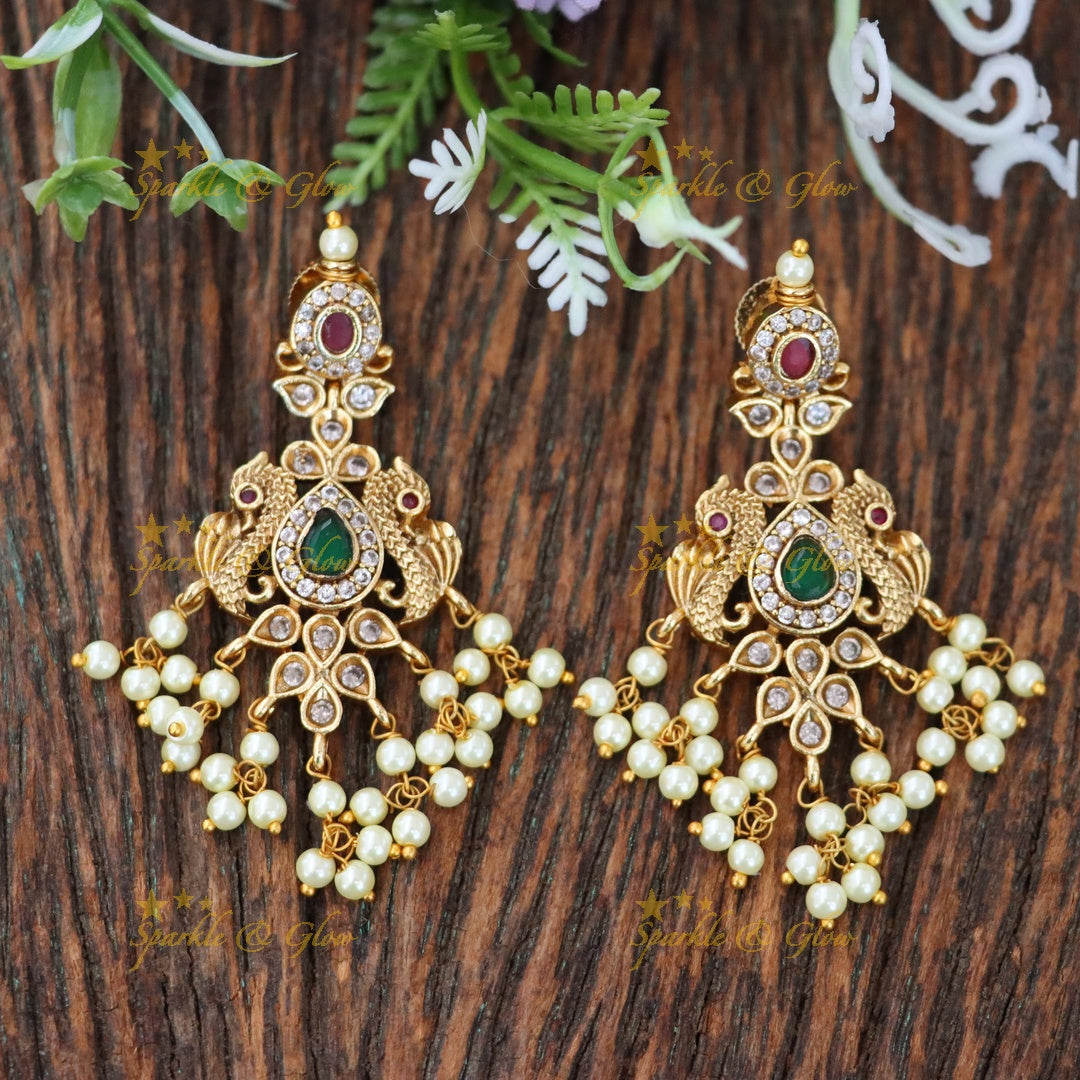 Exquisite Gold Peacock Chandbalis for Festive Elegance