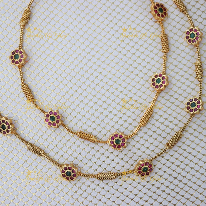 Gold Floral Wedding Anklet - Elegant Festive Jewelry