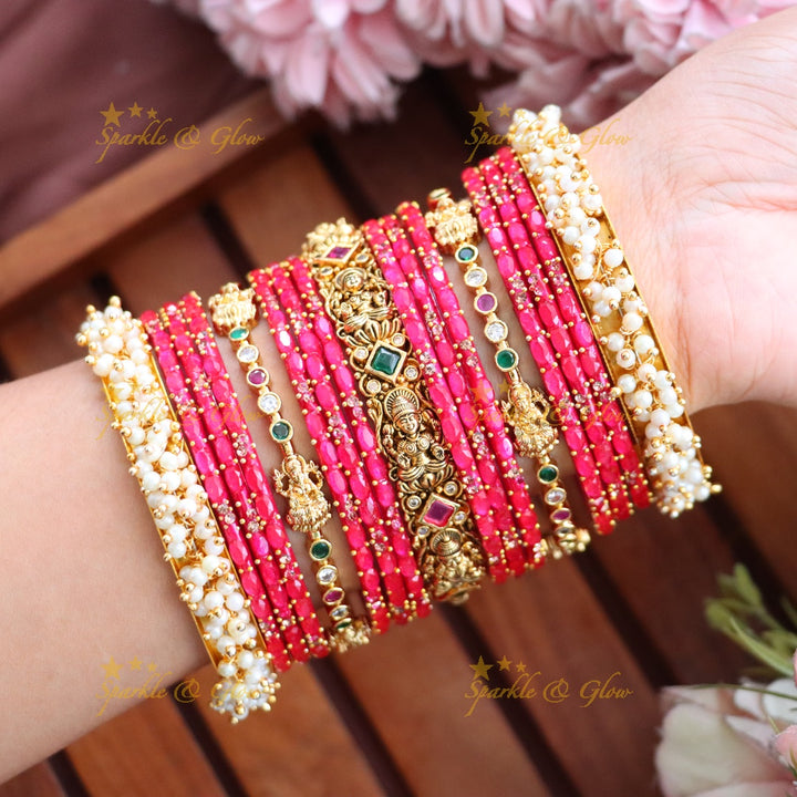 Exquisite Lakshmi Floral Bridal Bangle Set Online