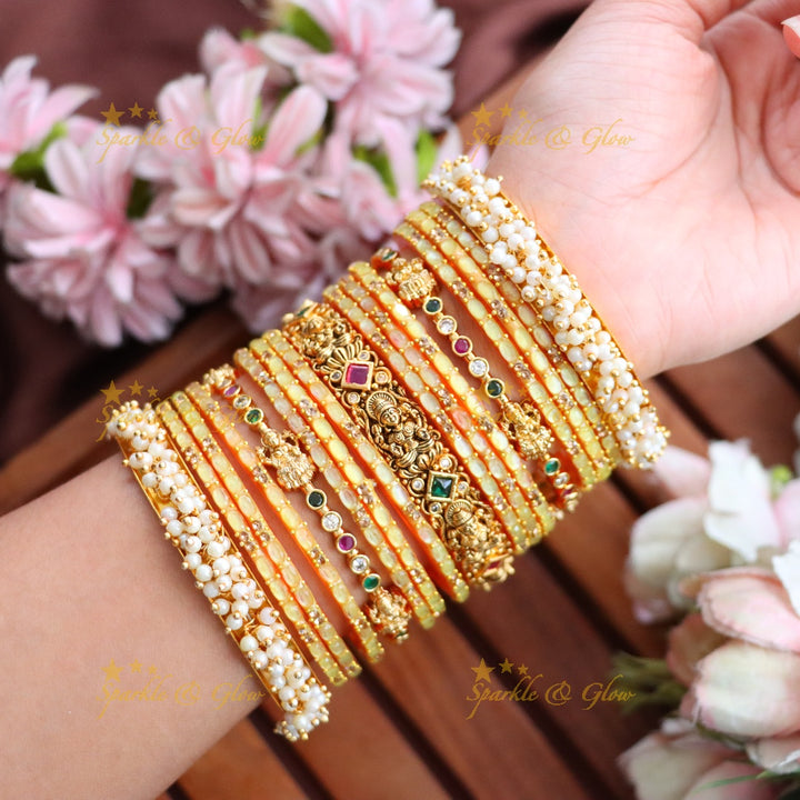 Exquisite Lakshmi Floral Bridal Bangle Set Online