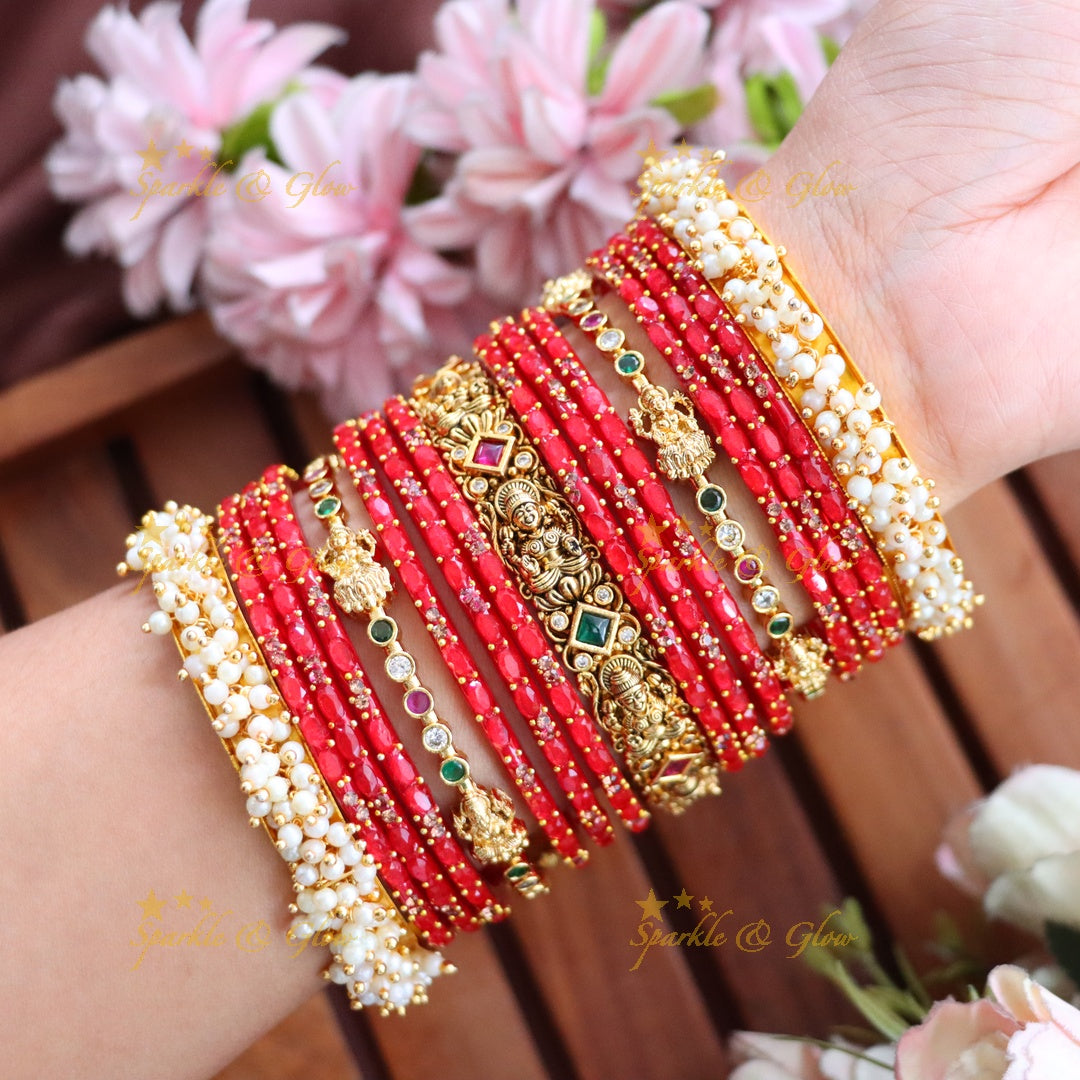 Exquisite Lakshmi Floral Bridal Bangle Set Online