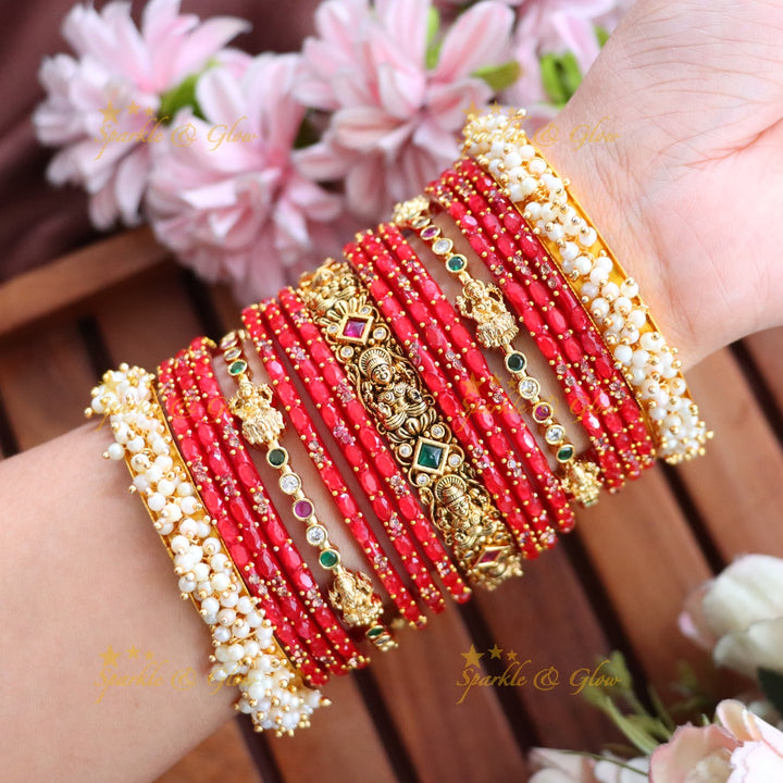 Exquisite Lakshmi Floral Bridal Bangle Set Online