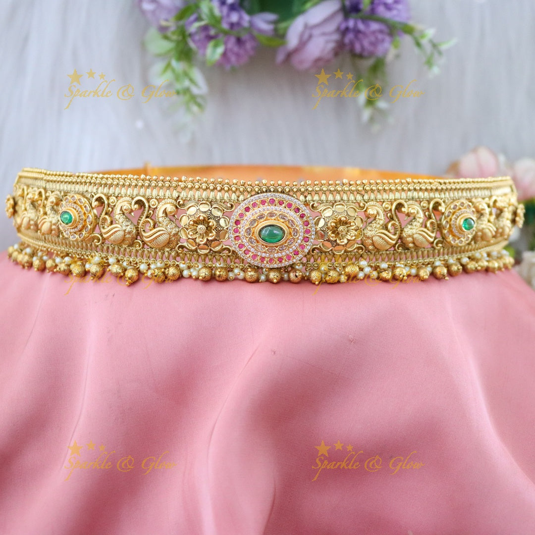 Elegant Gold-Plated Bridal Hip Belt for Weddings