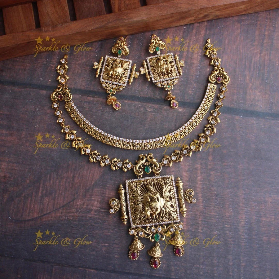 Gold alike Exquisite and Unique Krishna necklace - Sparkle and Glow