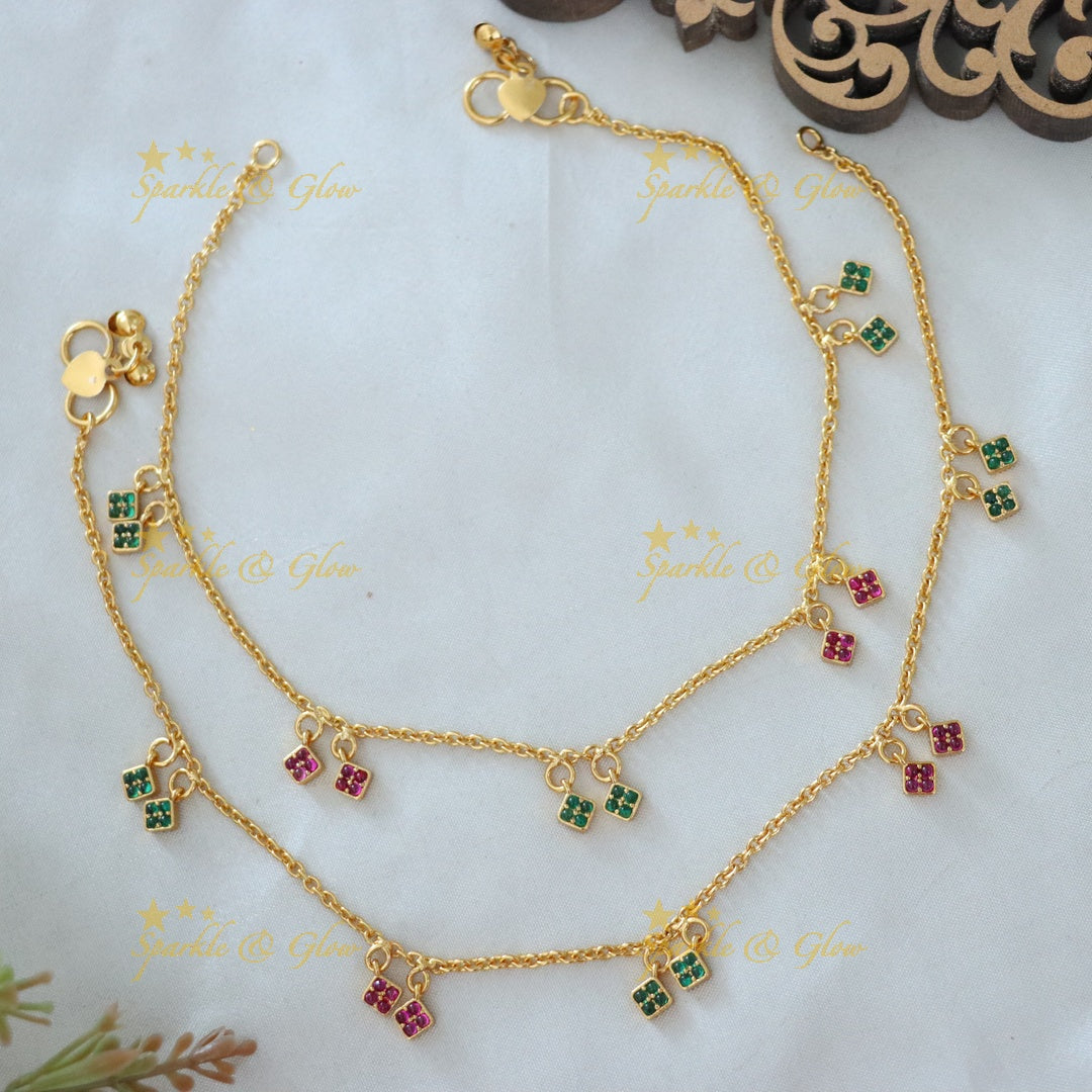 Exquisite Gold-Plated Anklet with Colorful Charms