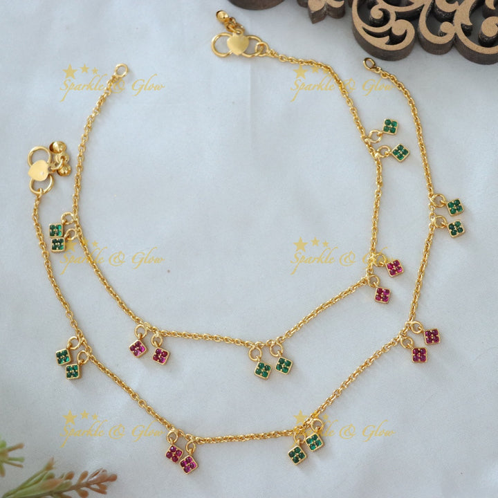 Exquisite Gold-Plated Anklet with Colorful Charms