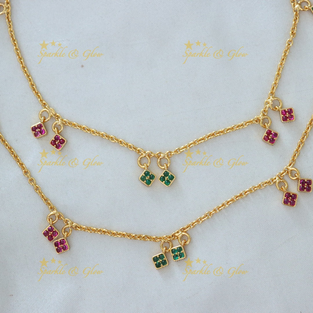 Exquisite Gold-Plated Anklet with Colorful Charms