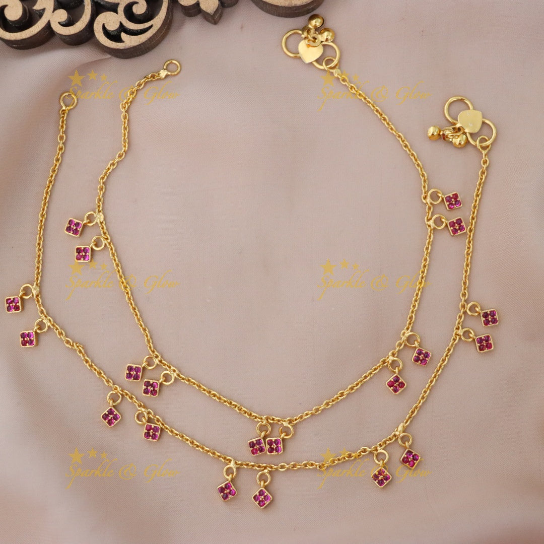 Exquisite Gold-Plated Anklet with Colorful Charms