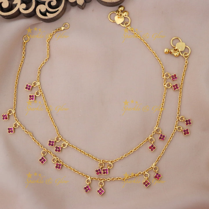 Exquisite Gold-Plated Anklet with Colorful Charms