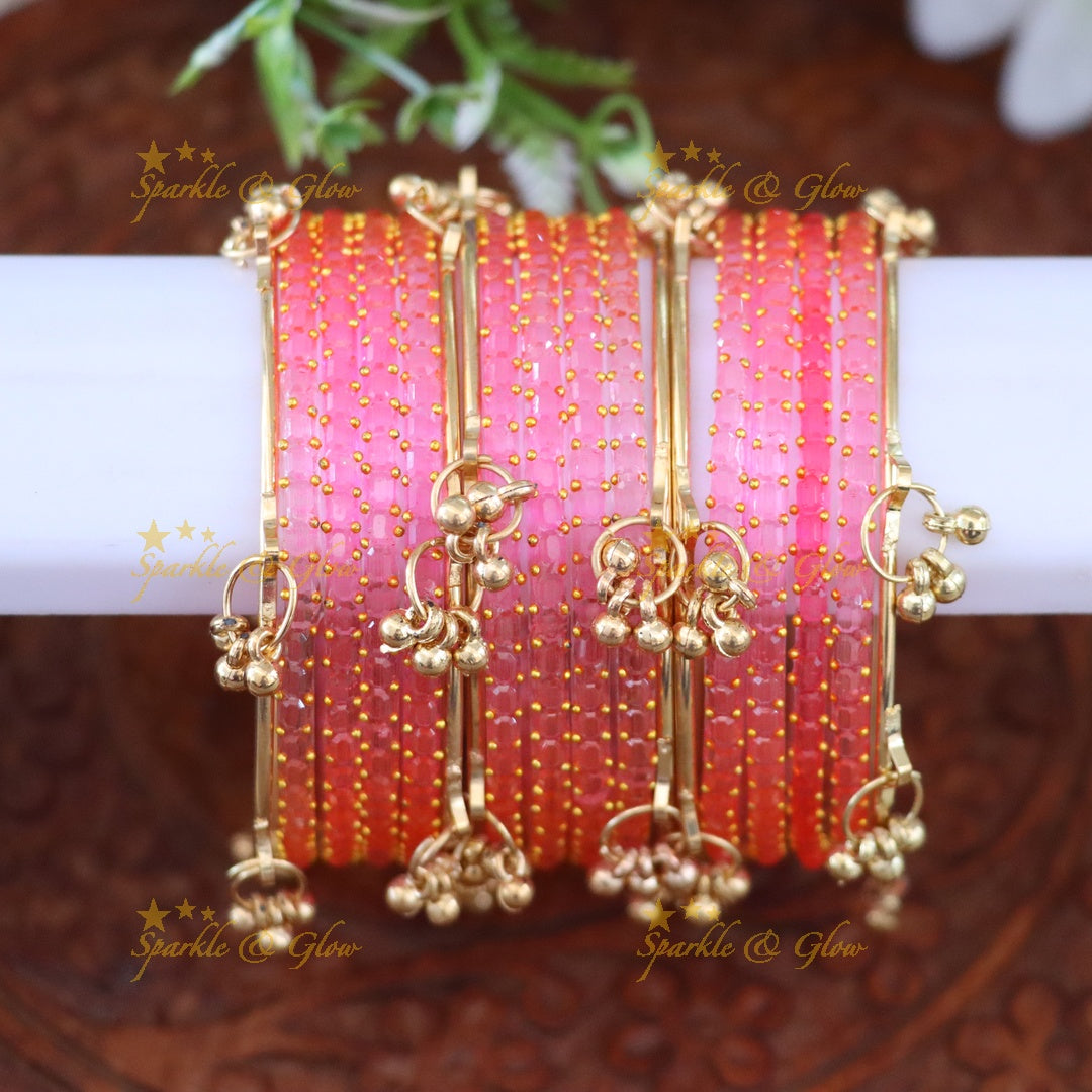 Exquisite Multi-Color Kashmiri Glass Bangle Set