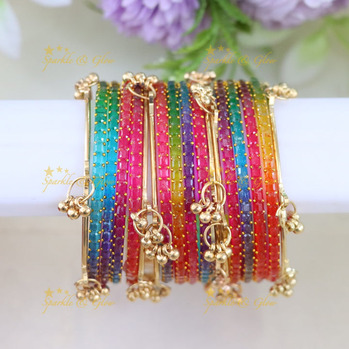 Exquisite Multi-Color Kashmiri Glass Bangle Set