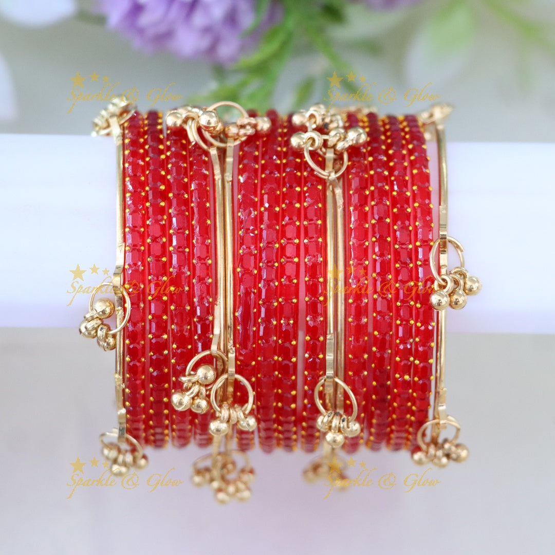 Exquisite Multi-Color Kashmiri Glass Bangle Set