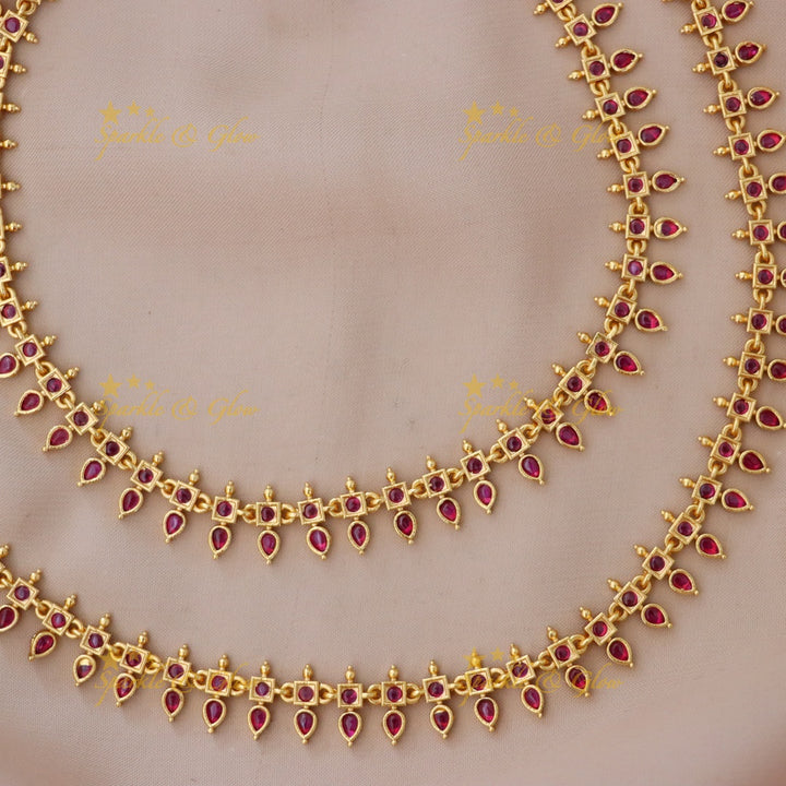 Gold-Plated Ruby Anklet - Exquisite Festive Jewelry