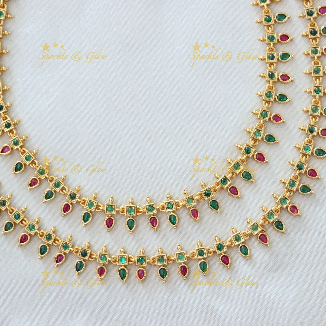 Gold-Plated Ruby Anklet - Exquisite Festive Jewelry