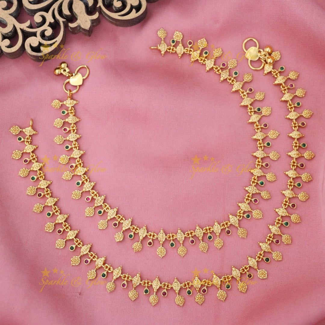 Elegant Gold-Plated Wedding & Festive Anklets