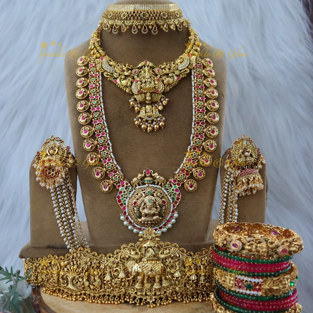 Exquisite Indian Bridal Temple Jewellery Set