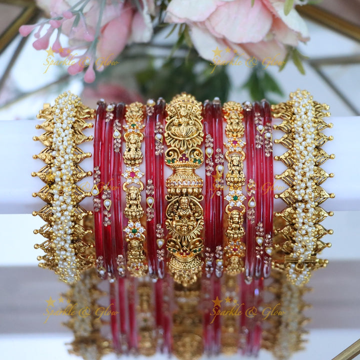 Exquisite Pearl & Lakshmi Bridal Bangle Set Online